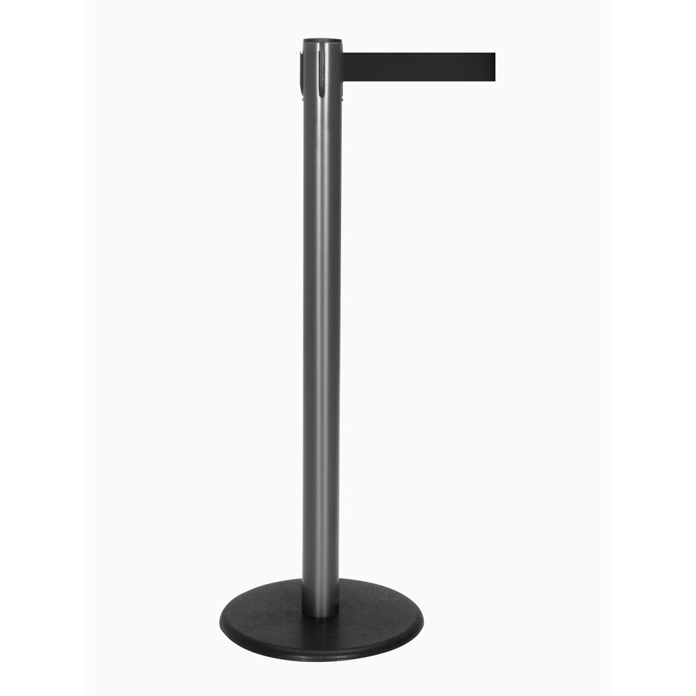 Produktabbildung Nr. 1: Potelet de délimitation à sangle RS-GUIDESYSTEMS®, socle en fonte, largeur de sangle 50 mm, anthracite, noir, 2,3 m