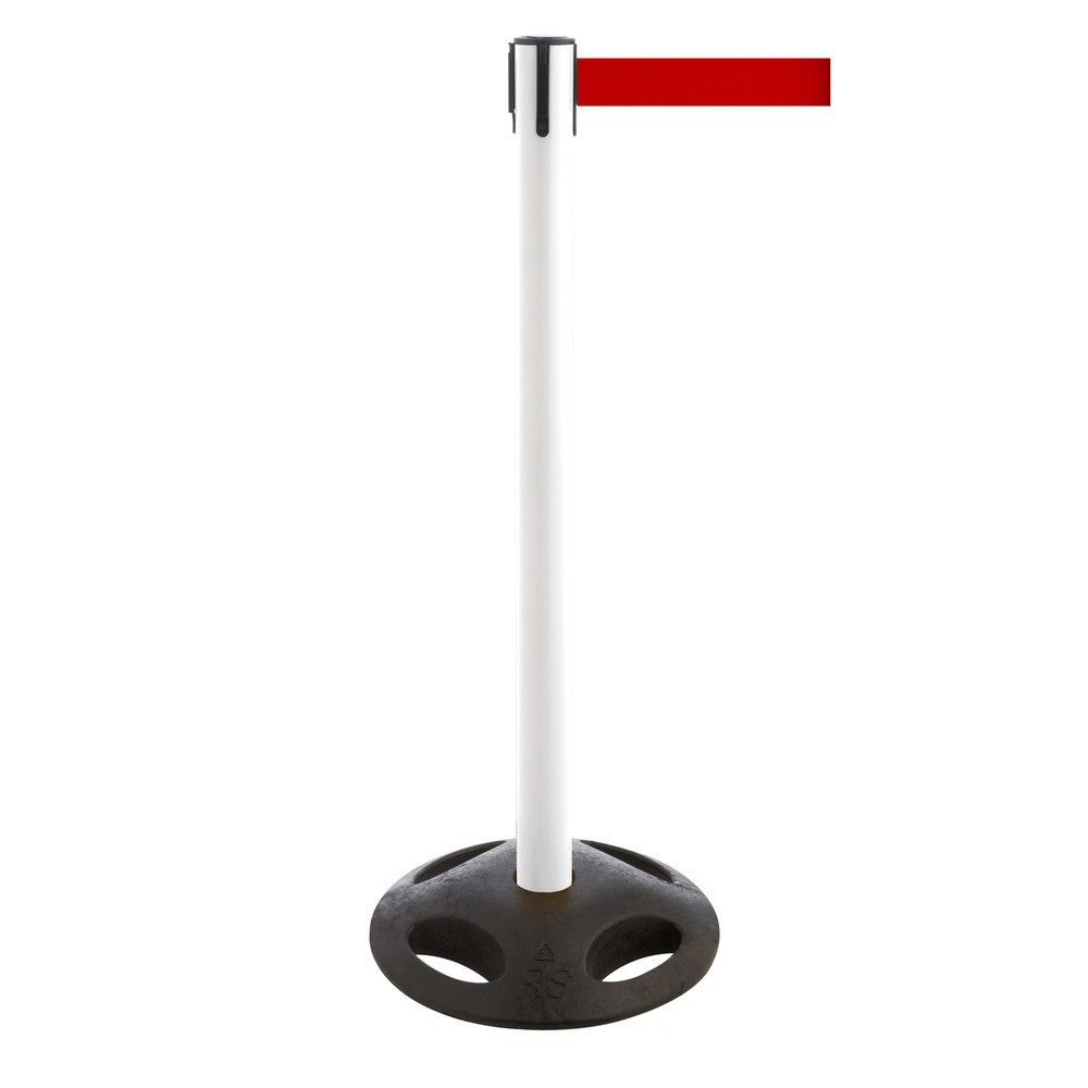 Produktabbildung Nr. 1: Potelet de délimitation à sangle RS-GUIDESYSTEMS®, socle en matériau composite, largeur de sangle 100 mm, blanc, rouge
