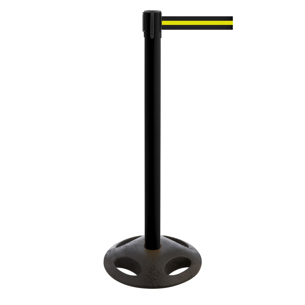 Produktabbildung Nr. 1: Potelet de délimitation à sangle RS-GUIDESYSTEMS®, socle en matériau composite, largeur de sangle 100 mm, noir, strié à l'horizontale noir / jaune