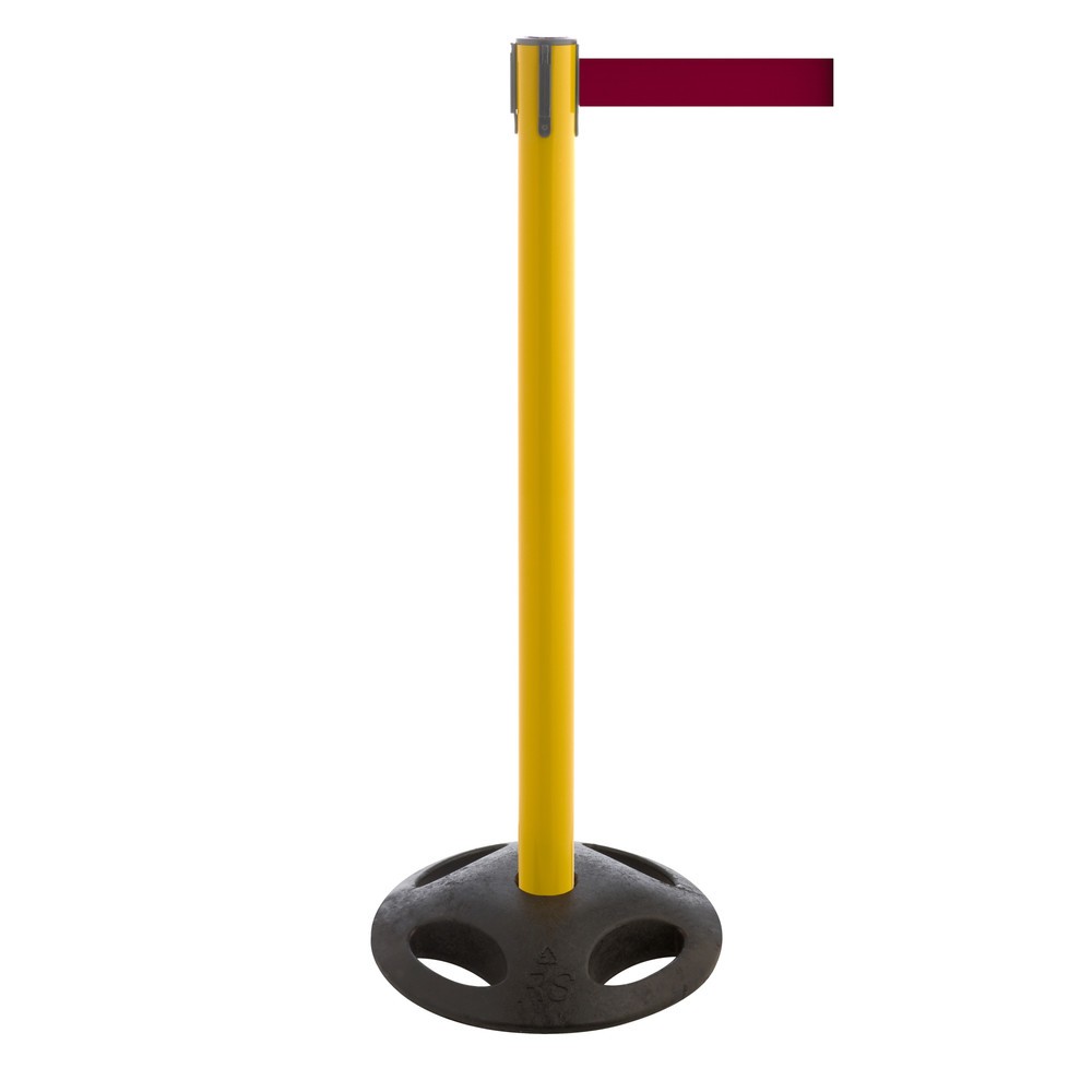 Produktabbildung Nr. 1: Potelet de délimitation à sangle RS-GUIDESYSTEMS®, socle en matériau composite, largeur de sangle 100 mm, jaune, rouge bourgogne