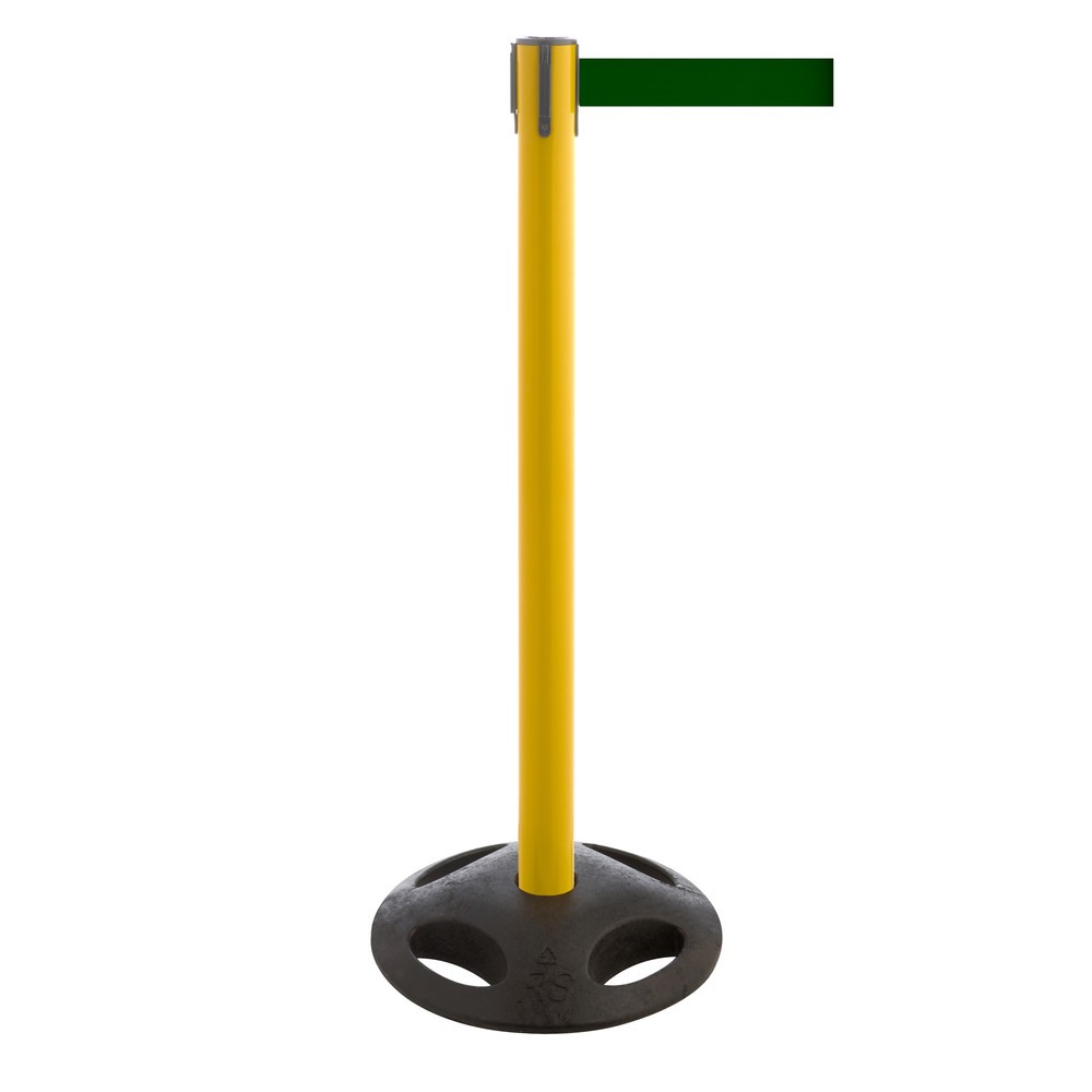 Produktabbildung Nr. 1: Potelet de délimitation à sangle RS-GUIDESYSTEMS®, socle en matériau composite, largeur de sangle 100 mm, jaune, Vert foncé