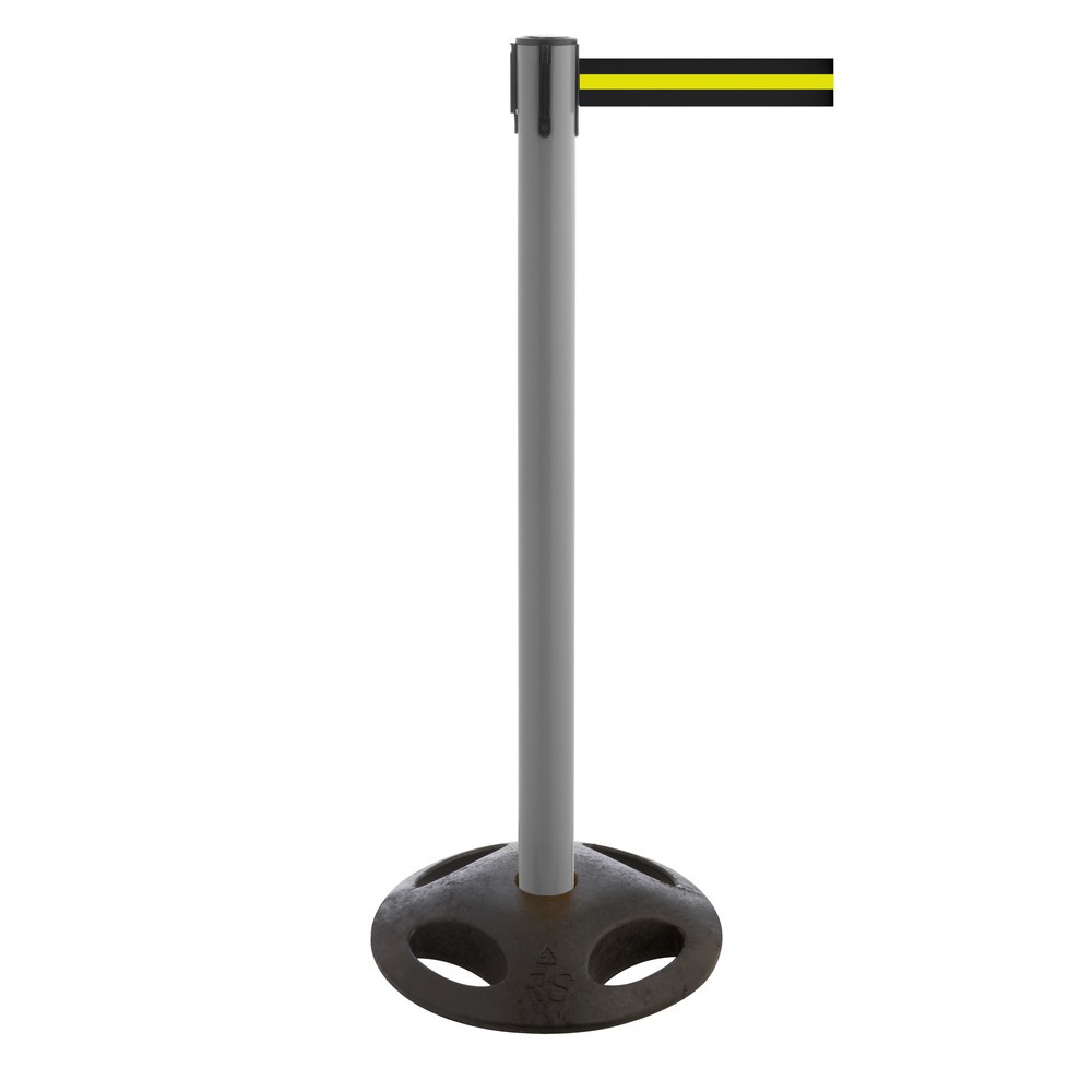 Produktabbildung Nr. 1: Potelet de délimitation à sangle RS-GUIDESYSTEMS®, socle en matériau composite, largeur de sangle 100 mm, anthracite, strié à l'horizontale noir / jaune