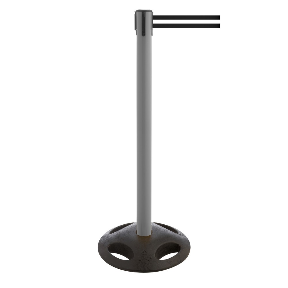 Produktabbildung Nr. 1: Potelet de délimitation à sangle RS-GUIDESYSTEMS®, socle en matériau composite, largeur de sangle 100 mm, anthracite, strié à l'horizontale noir / blanc