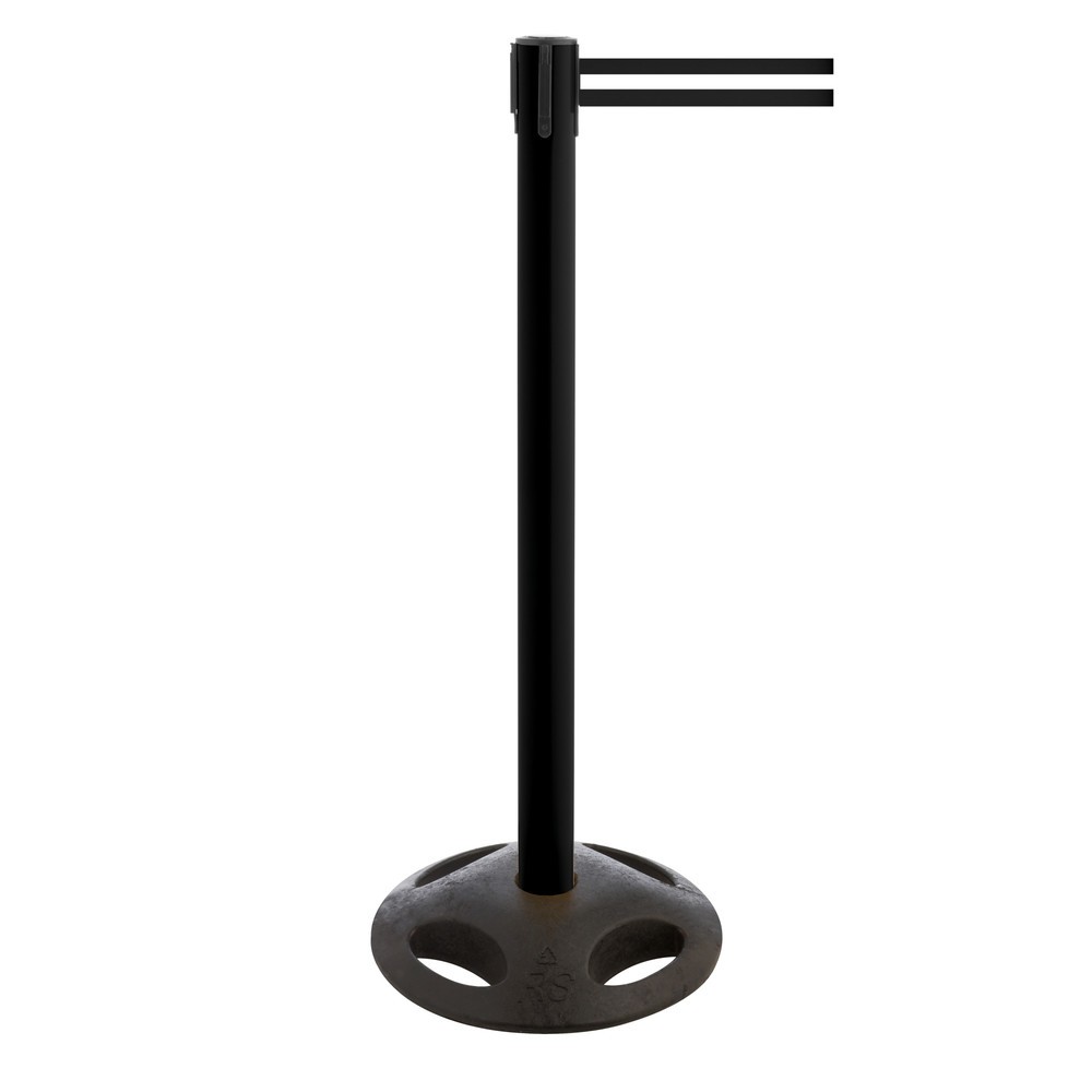 Produktabbildung Nr. 1: Potelet de délimitation à sangle RS-GUIDESYSTEMS®, socle en matériau composite, largeur de sangle 100 mm, noir, strié à l'horizontale noir / blanc