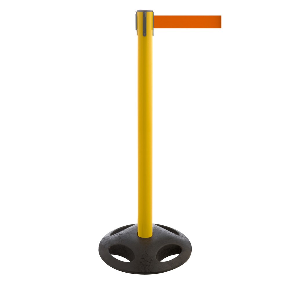 Illustration du produit: Potelet de délimitation à sangle RS-GUIDESYSTEMS®, socle en matériau composite, largeur de sangle 50 mm, jaune, orange