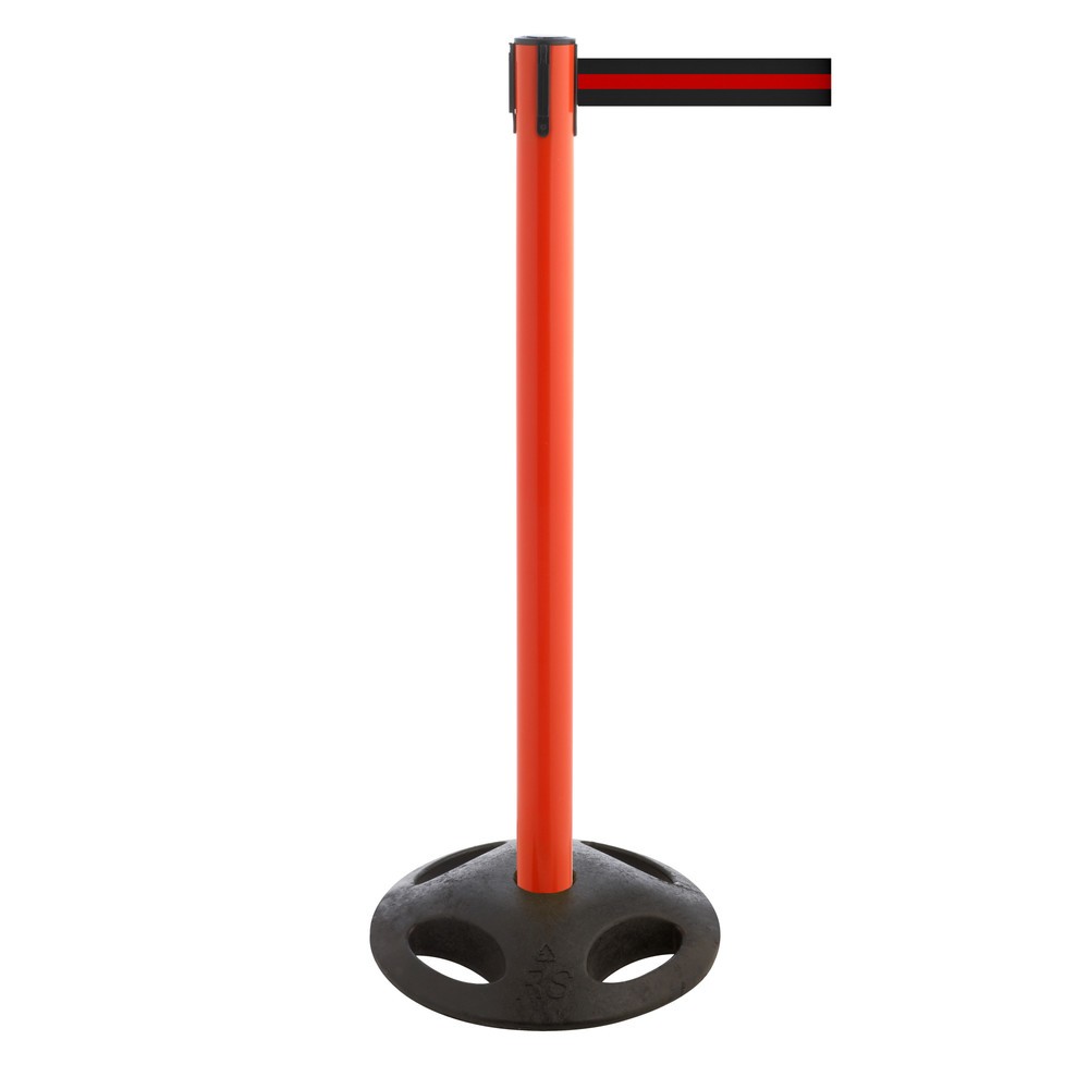 Produktabbildung Nr. 1: Potelet de délimitation à sangle RS-GUIDESYSTEMS®, socle en matériau composite, largeur de sangle 100 mm, rouge, strié à l'horizontale noir/rouge