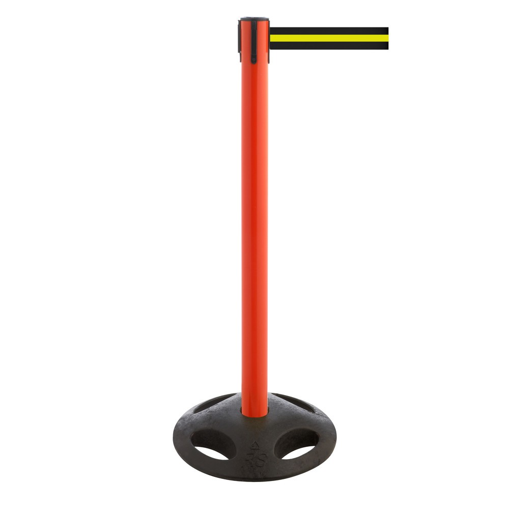 Produktabbildung Nr. 1: Potelet de délimitation à sangle RS-GUIDESYSTEMS®, socle en matériau composite, largeur de sangle 100 mm, rouge, strié à l'horizontale noir / jaune