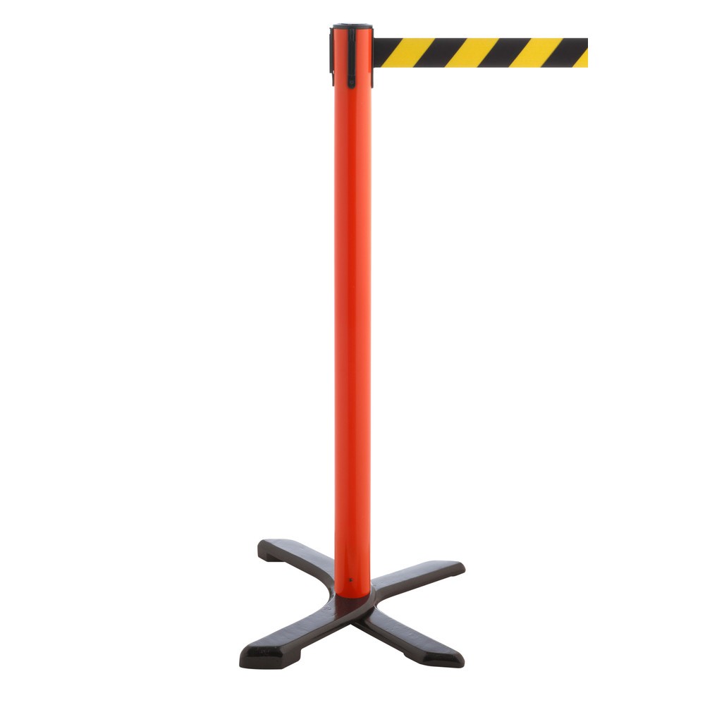 Produktabbildung Nr. 1: Potelet de délimitation pied en croix, longueur de sangle 2,3 m, rouge, strié en diagonale noir/jaune