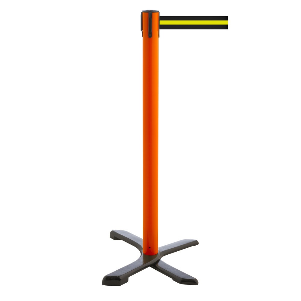 Produktabbildung Nr. 1: Potelet de délimitation pied en croix, longueur de sangle 2,3 m, rouge, strié à l'horizontale noir / jaune