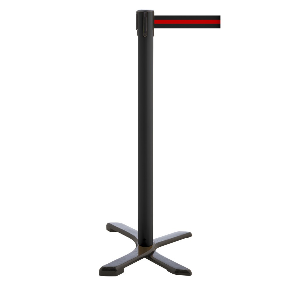 Produktabbildung Nr. 1: Potelet de délimitation pied en croix, longueur de sangle 2,3 m, noir, strié à l'horizontale noir/rouge