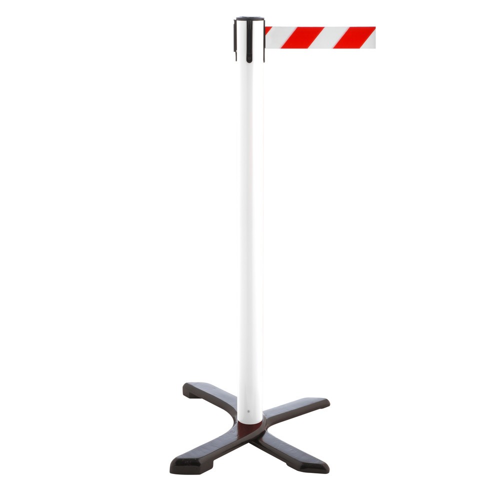 Produktabbildung Nr. 1: Potelet de délimitation pied en croix, longueur de sangle 2,3 m, blanc, strié en diagonale rouge/blanc