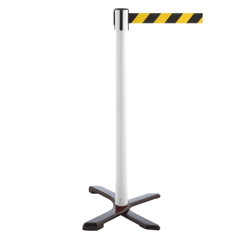 Produktabbildung Nr. 1: Potelet de délimitation pied en croix, longueur de sangle 2,3 m, blanc, strié en diagonale noir/jaune