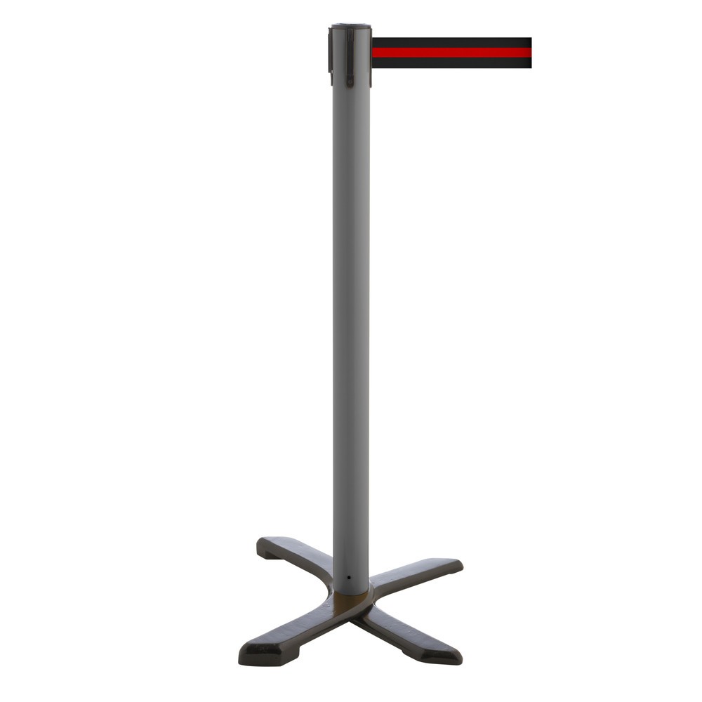 Produktabbildung Nr. 1: Potelet de délimitation pied en croix, longueur de sangle 4 m, anthracite, strié à l'horizontale noir/rouge