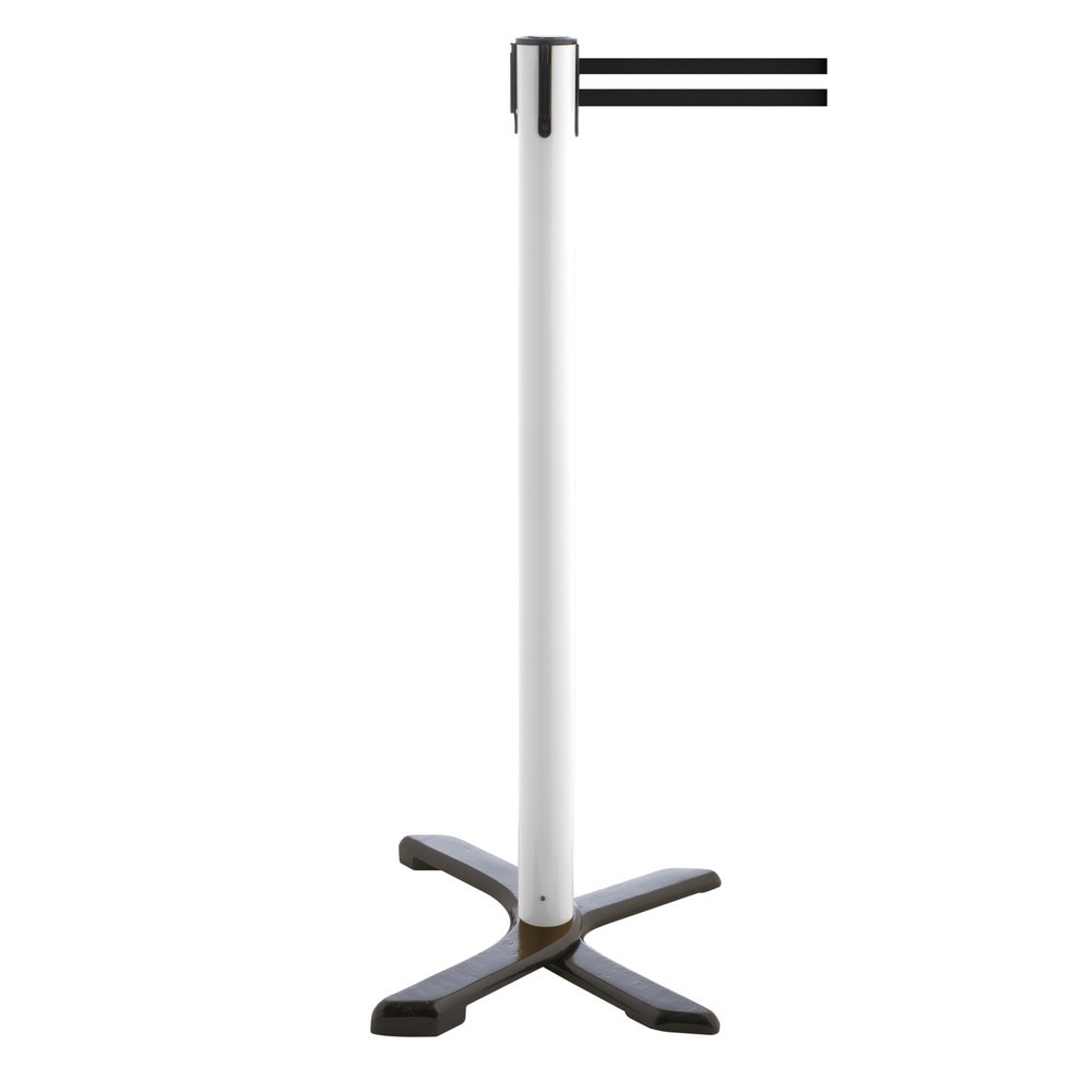 Produktabbildung Nr. 1: Potelet de délimitation pied en croix, longueur de sangle 4 m, blanc, strié à l'horizontale noir / blanc