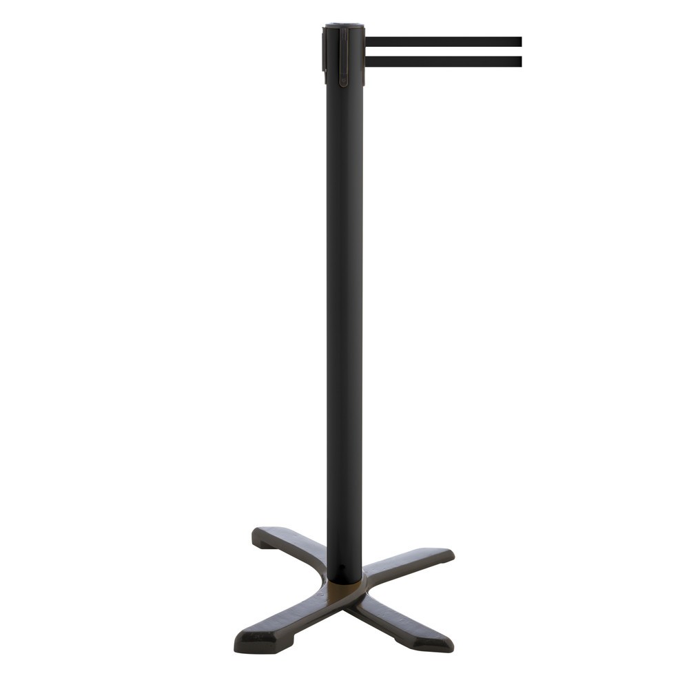 Produktabbildung Nr. 1: Potelet de délimitation pied en croix, longueur de sangle 4 m, noir, strié à l'horizontale noir / blanc