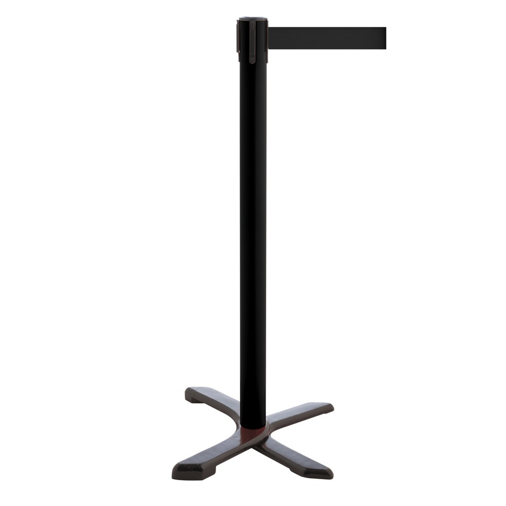 N° de l'image du produit 1 : Potelet de délimitation pied en croix, longueur de sangle 4 m, noir, noir