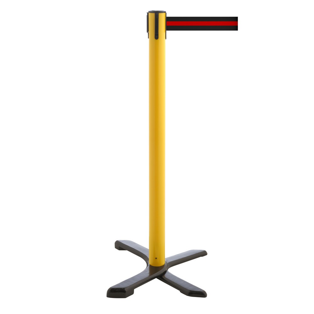 Produktabbildung Nr. 1: Potelet de délimitation pied en croix, longueur de sangle 4 m, jaune, strié à l'horizontale noir/rouge