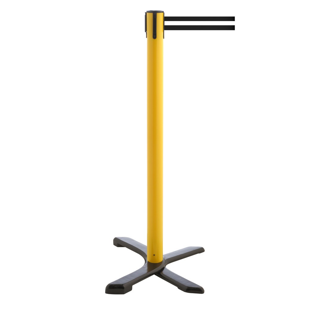 Produktabbildung Nr. 1: Potelet de délimitation pied en croix, longueur de sangle 4 m, jaune, strié à l'horizontale noir / blanc