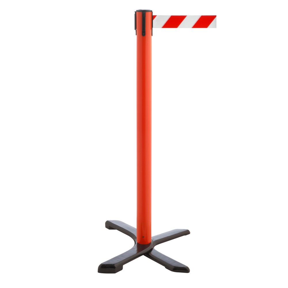 Produktabbildung Nr. 1: Potelet de délimitation pied en croix, longueur de sangle 4 m, rouge, strié en diagonale rouge/blanc
