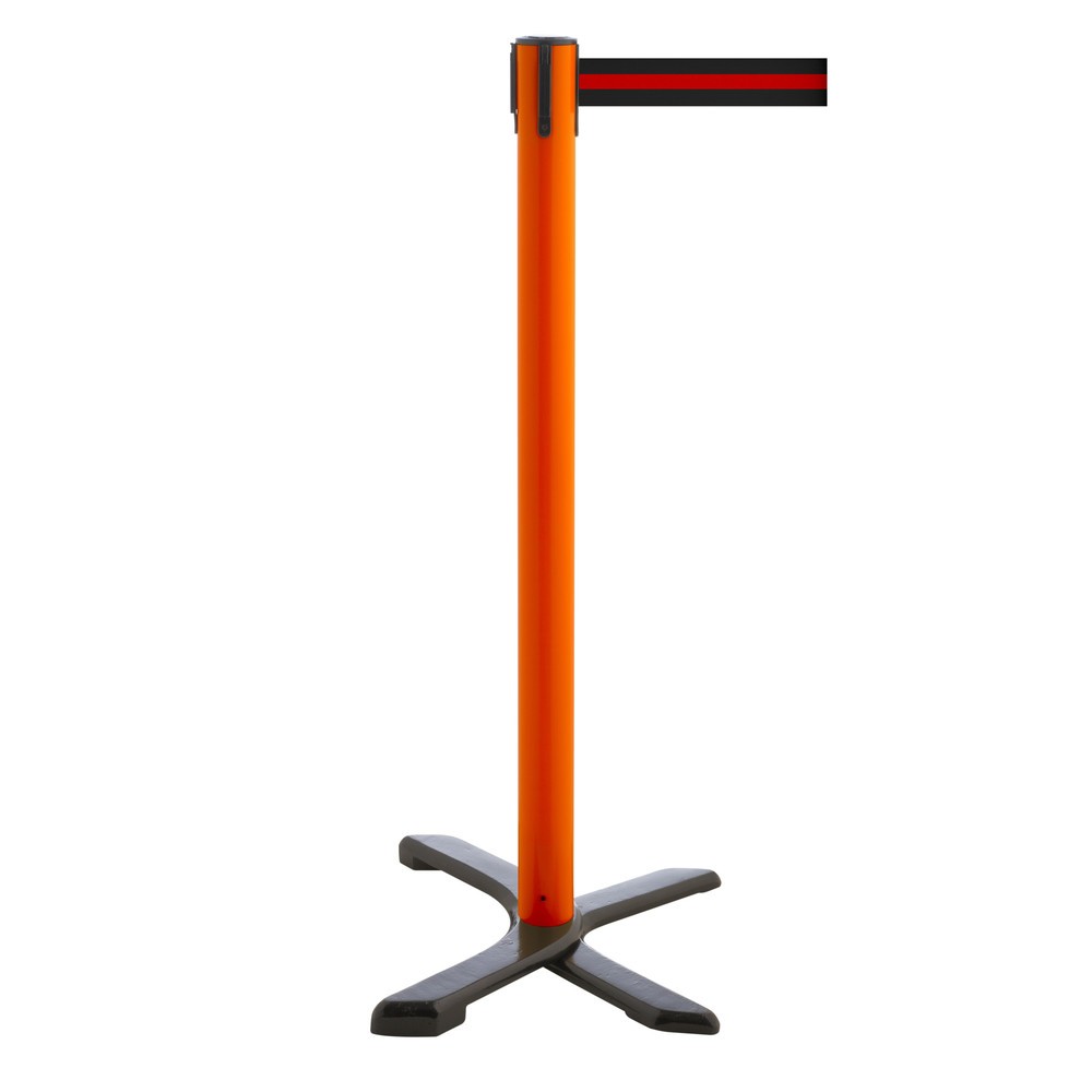 Produktabbildung Nr. 1: Potelet de délimitation pied en croix, longueur de sangle 4 m, rouge, strié à l'horizontale noir/rouge