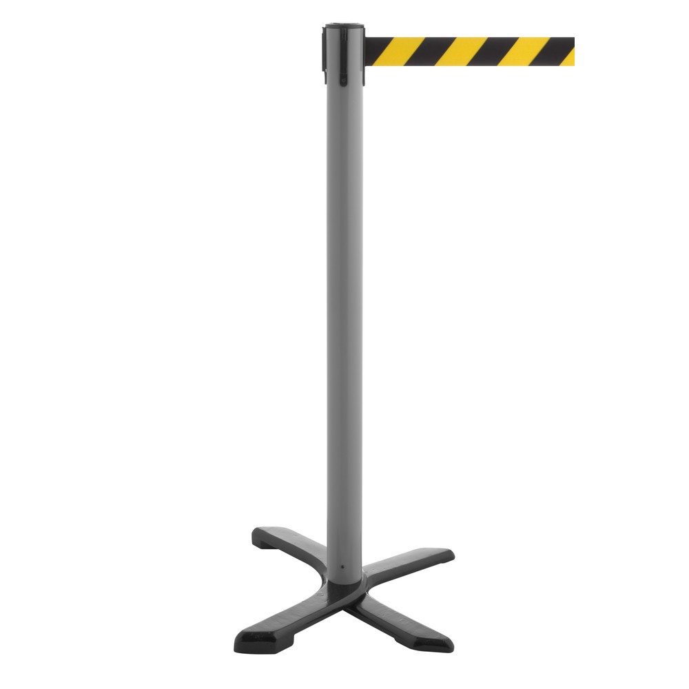 Produktabbildung Nr. 1: Potelet de délimitation pied en croix, longueur de sangle 4 m, anthracite, strié en diagonale noir/jaune