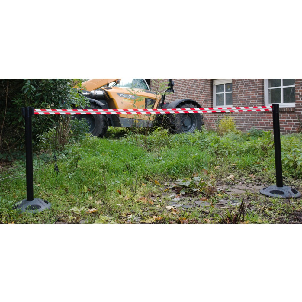 N° de l'image du produit 1 : Potelet de délimitation RS-GUIDESYSTEMS® GLA 25-J REFLECTO, longueur 3,5 m, largeur 50 mm, potelet noir, sangle rouge/blanc