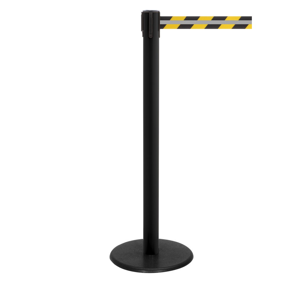 Illustration du produit: Potelet de délimitation RS-GUIDESYSTEMS® GLA 28-J REFLECTO, longueur 2,3 m, largeur 50 mm, potelet noir, sangle noir/jaune