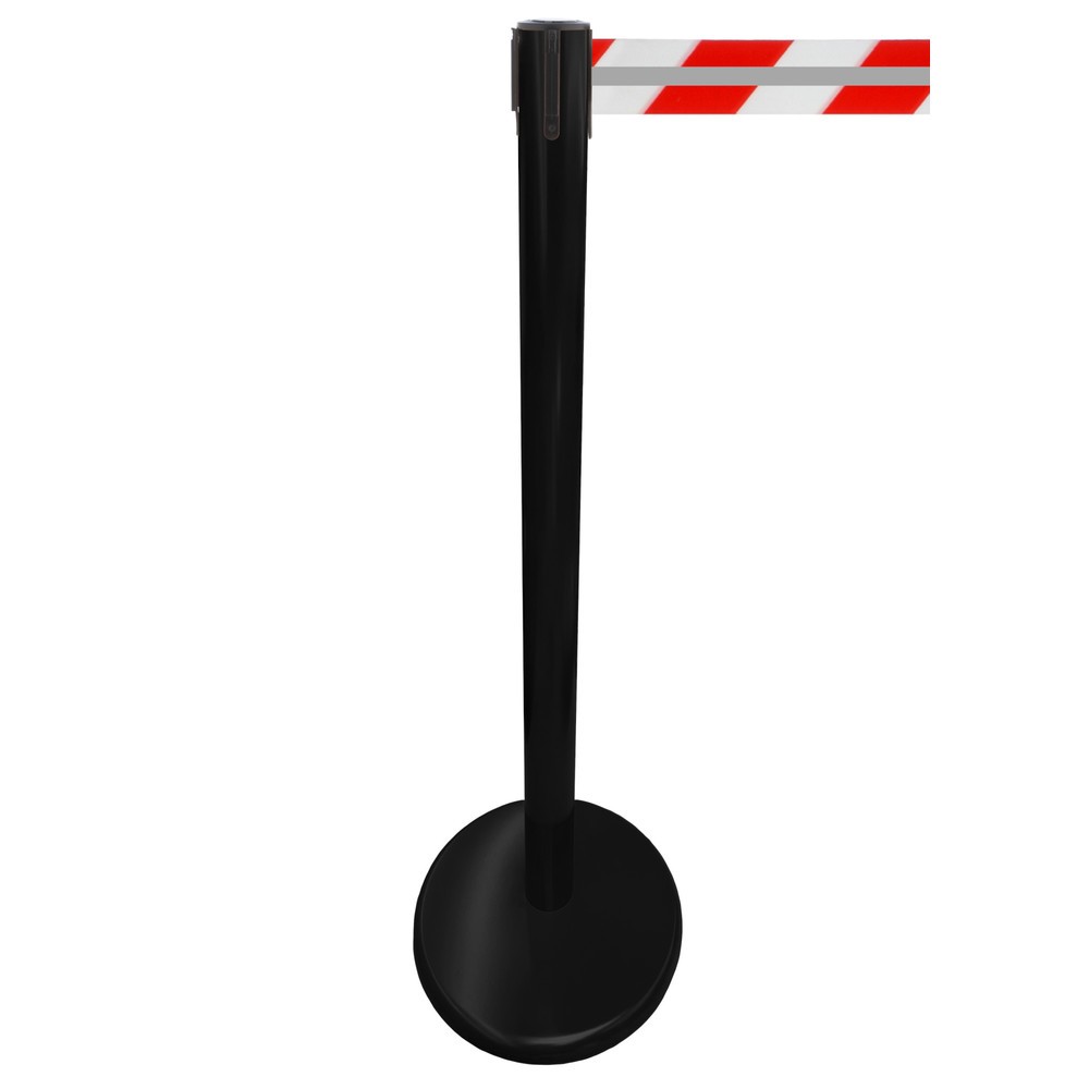 N° de l'image du produit 1 : Potelet de délimitation RS-GUIDESYSTEMS® GLA 45-J REFLECTO, longueur 2,3 m, largeur 50 mm, potelet noir, sangle rouge/blanc