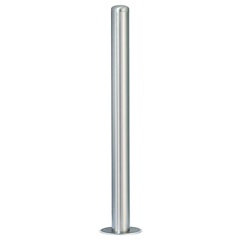 Illustration du produit: Potelet en acier inoxydable, tube rond Ø 76 mm avec tête arrondie, ancrage au sol