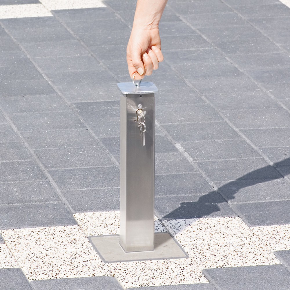 Produktabbildung Nr. 3: Potelet en acier inoxydable, escamotable, 70 x 70 mm, verrouillable abaissé