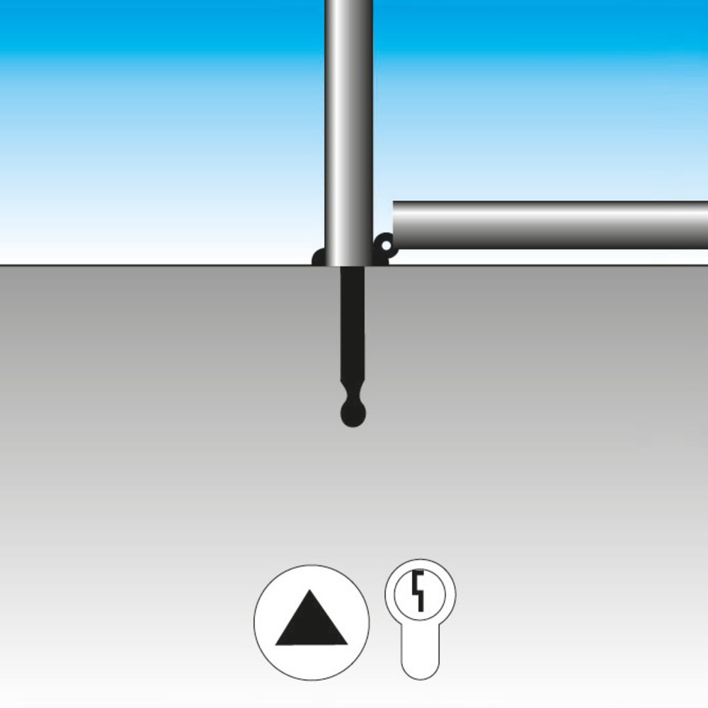 Produktabbildung Nr. 2: Potelet réversible en acier inoxydable, tube rond Ø 76 mm avec ancrage au sol + tête arrondie, serrure