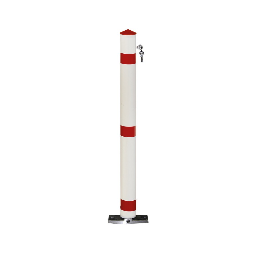 Produktabbildung Nr. 1: Potelet en aluminium, rabattable + redressement automatique, tube rond Ø 76 mm avec triangle de pompier, rouge