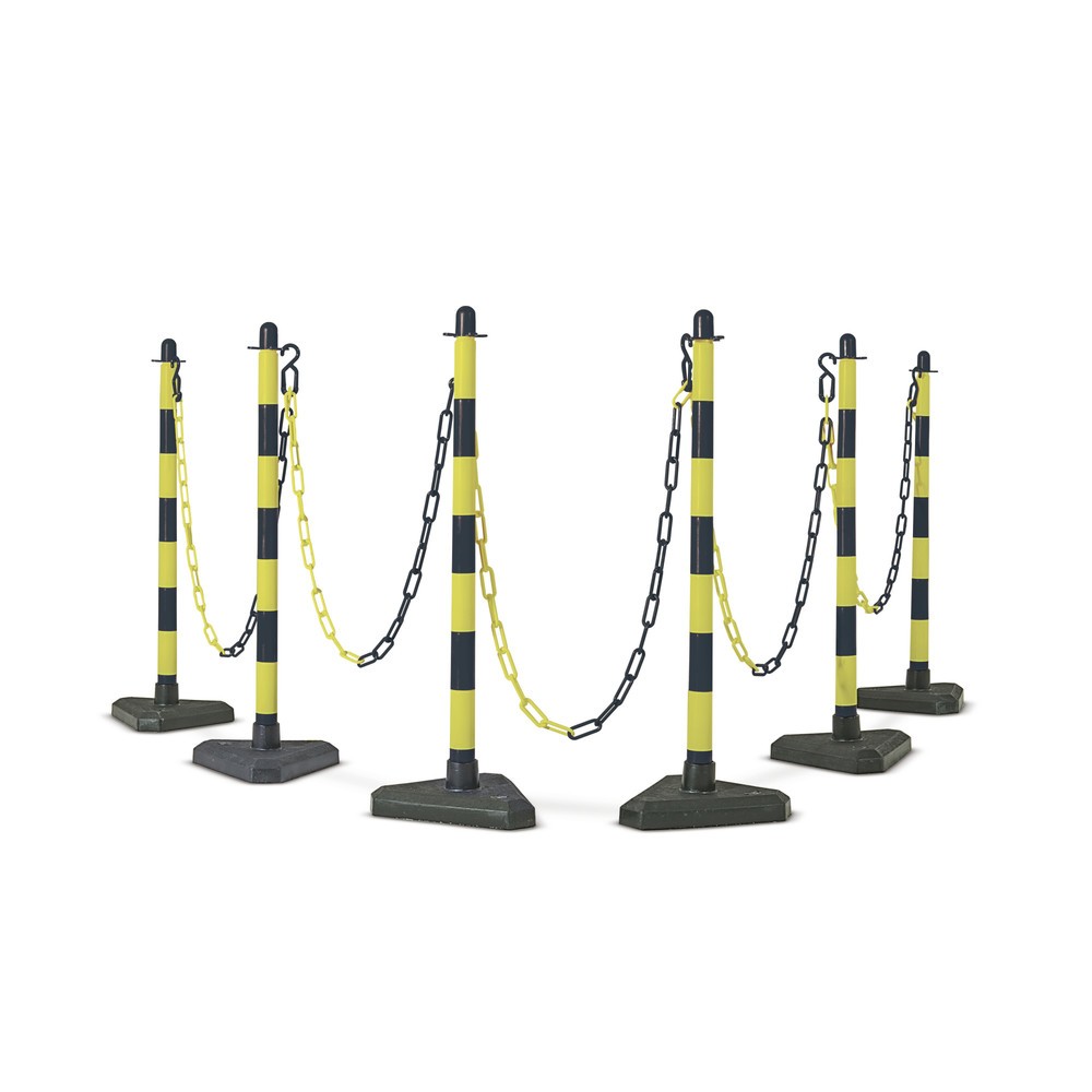 Produktabbildung Nr. 1: Potelet à chaîne simple, pied en plastique (triangle), noir/jaune