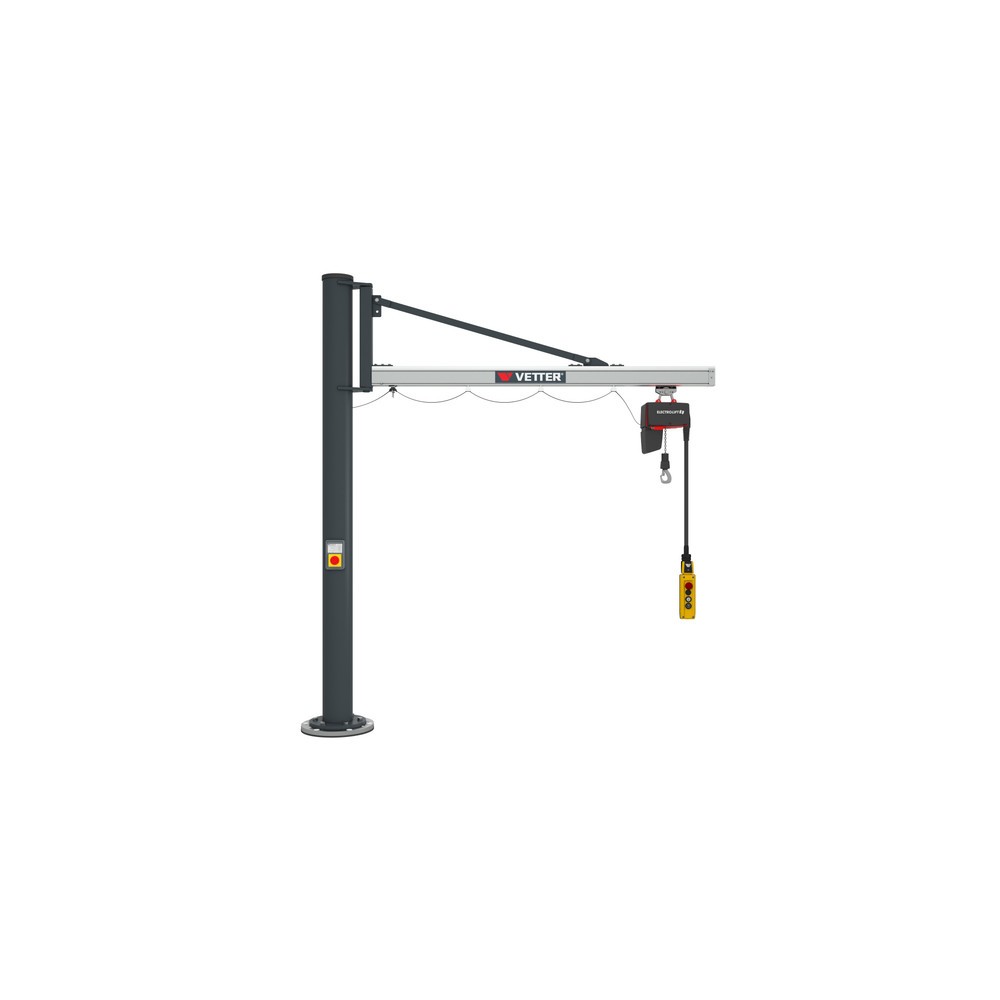 Illustration du produit: Potence VETTER®, palan électrique à chaîne LIFTKET inclus, version sur fût, portée 2 900 mm, capacité de charge 125 kg