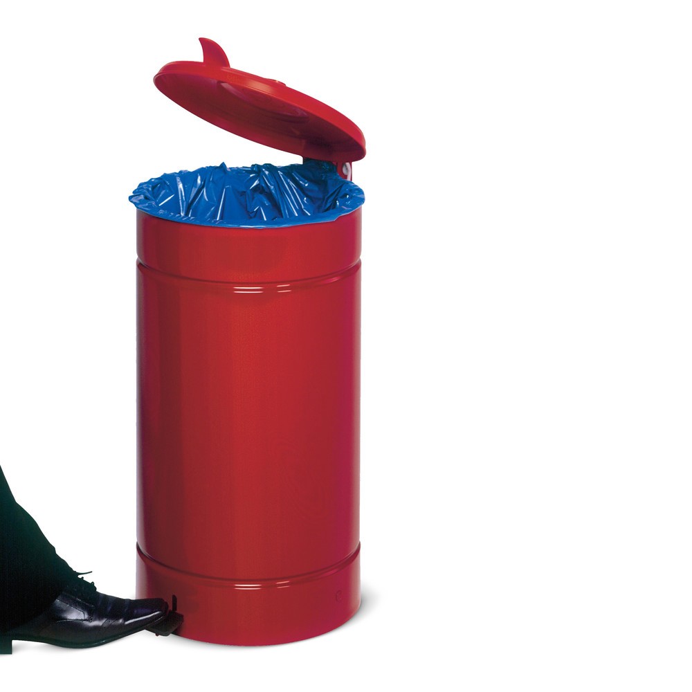 Illustration du produit: Poubelle à pédale Euro-Pedal, 60 litres, corps rouge, couvercle rouge