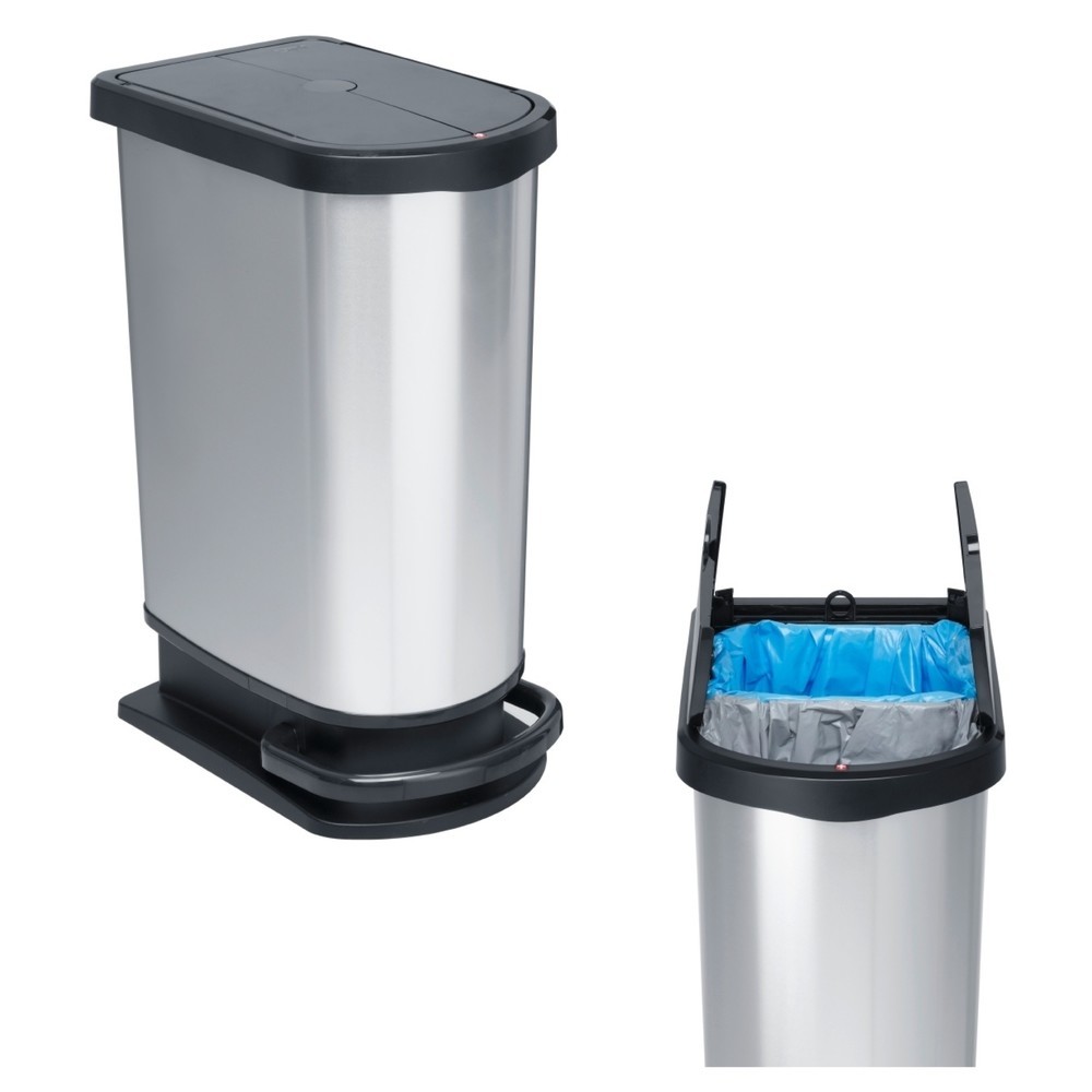 Illustration du produit: Poubelle à pédale rothopro® PASO duo, 50 l, métallique