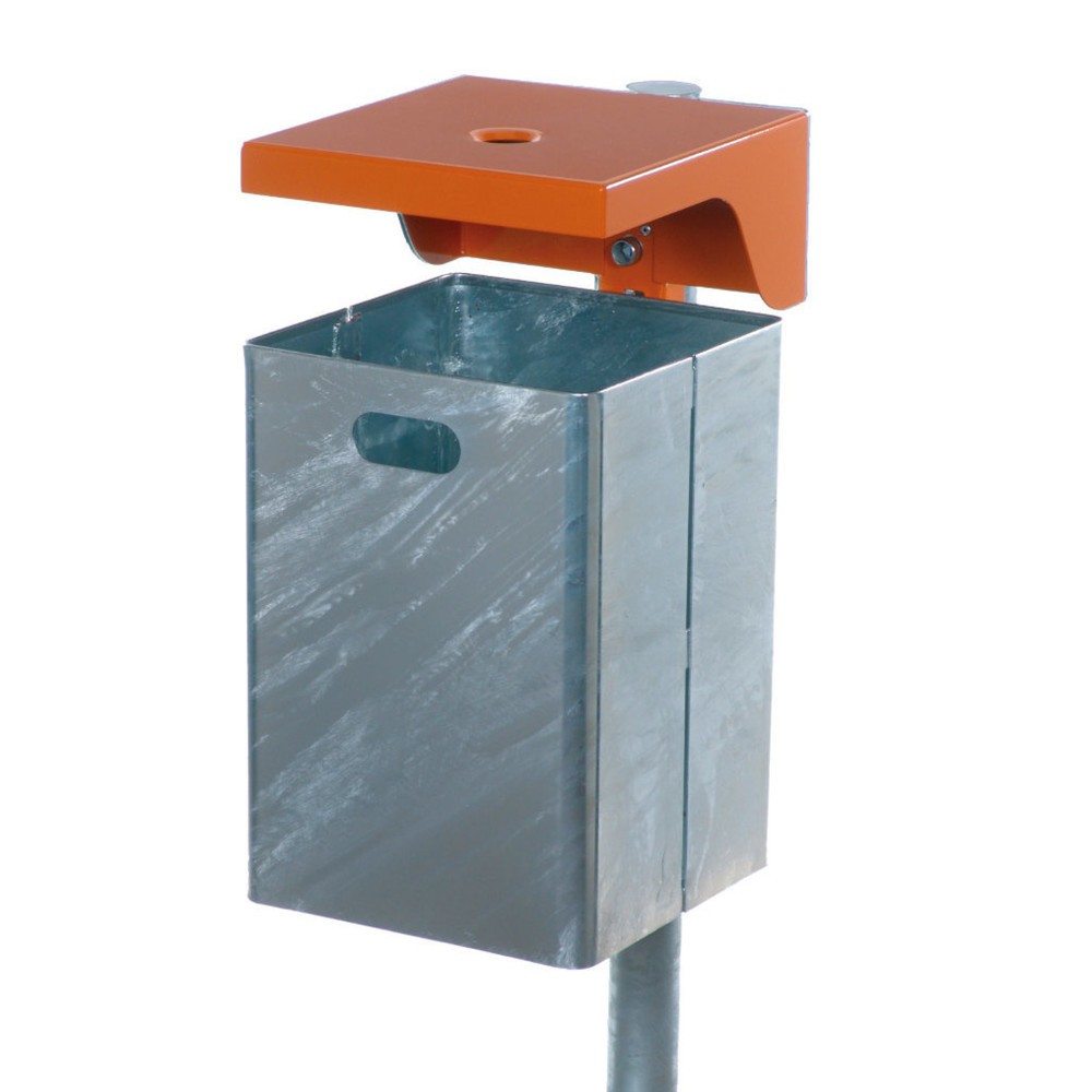 Produktabbildung Nr. 1: RENNER Poubelle avec toit de protection et cendrier, tôle d’acier, 40 litres, hauteur 900 mm, à cheviller, avec poteau