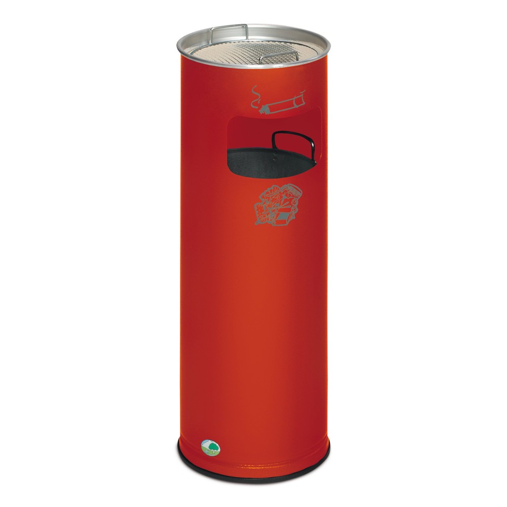 Illustration du produit: Poubelle-cendrier VAR®, modèle sur pied, 16,7 litres, rouge feu