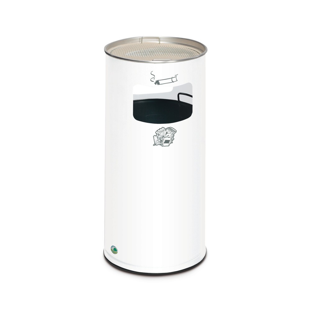 Illustration du produit: Poubelle-cendrier VAR®, modèle sur pied, 37,4 litres, blanc signalisation
