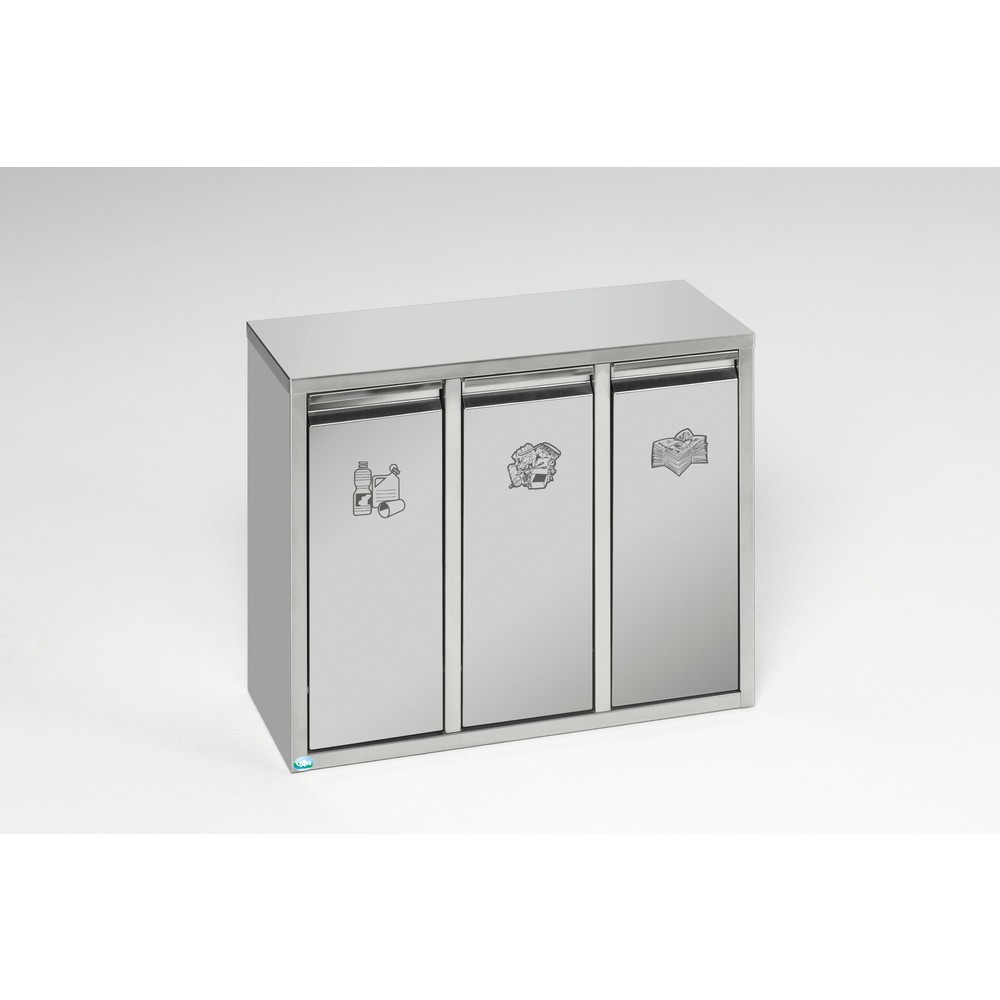 Illustration du produit: Poubelle de tri de matériaux VAR® en acier inoxydable, 3x 7 litres