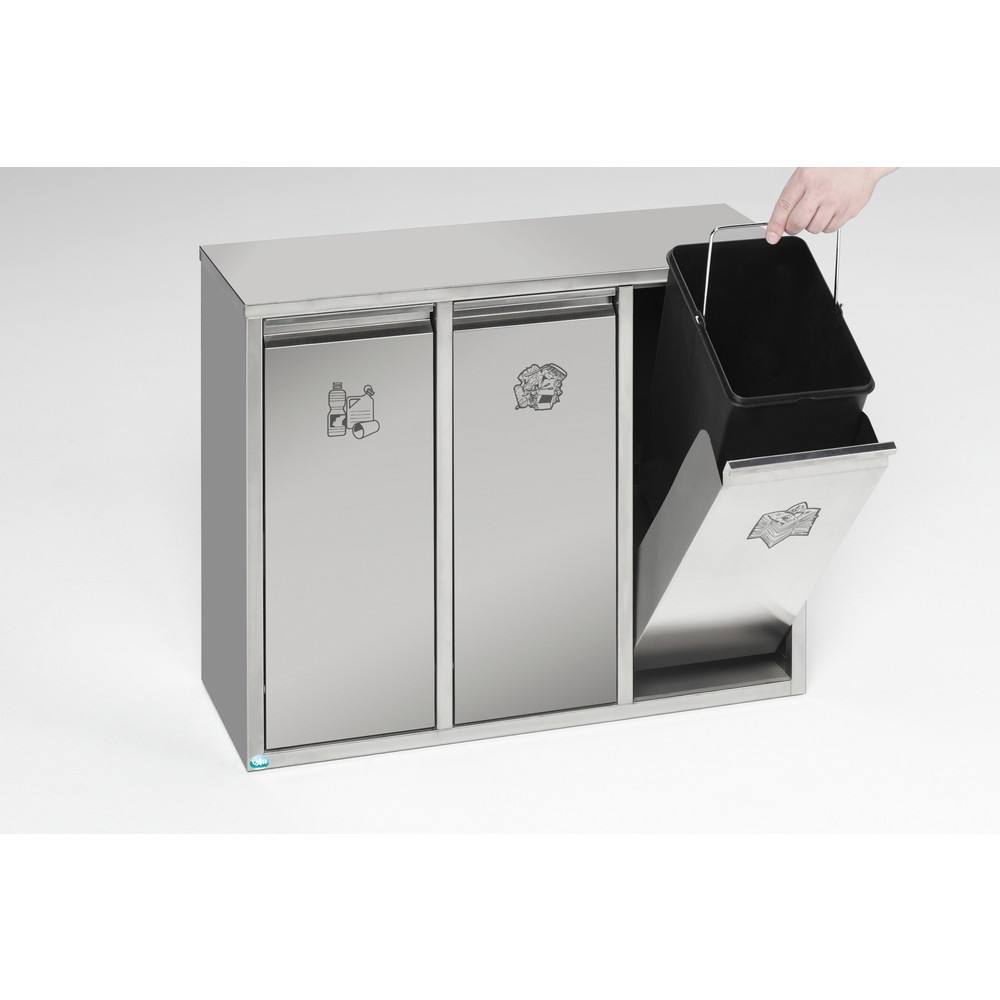 Produktabbildung Nr. 2: Poubelle de tri de matériaux VAR® en acier inoxydable, 3x 12 litres