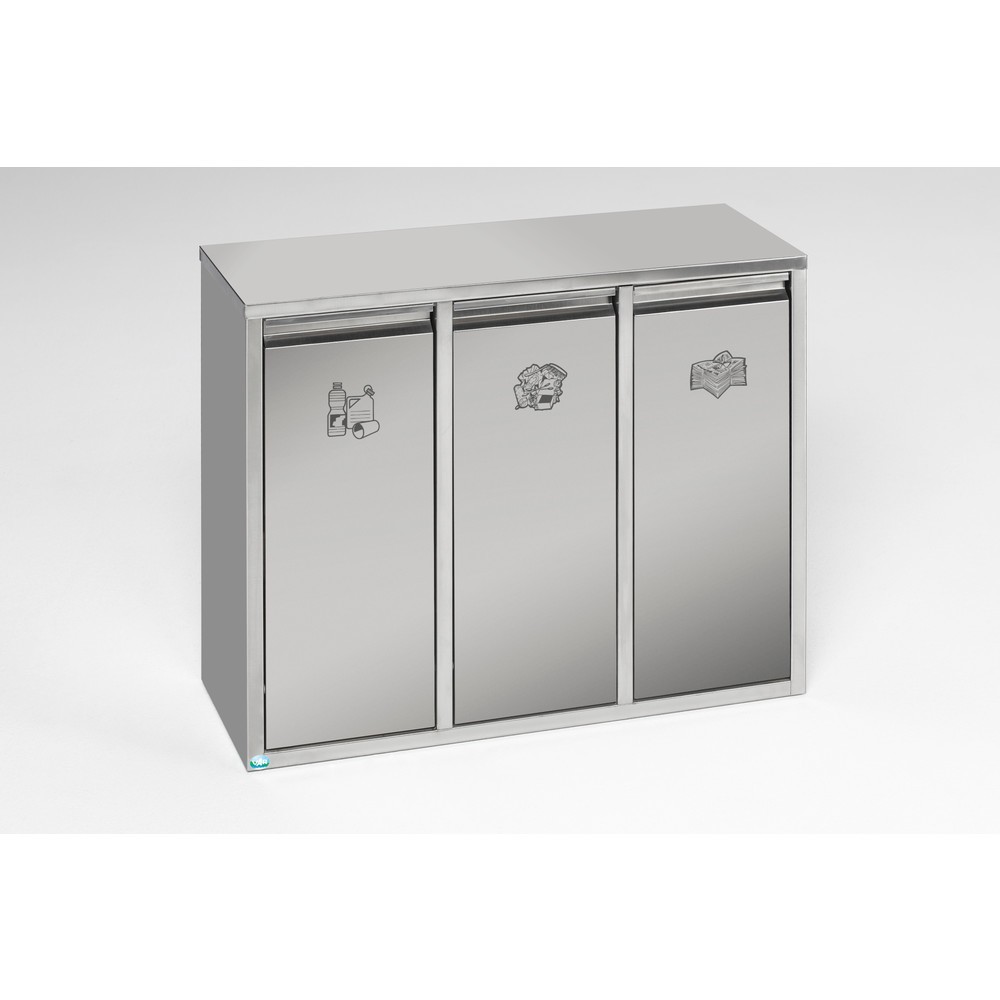 Produktabbildung Nr. 1: Poubelle de tri de matériaux VAR® en acier inoxydable, 3x 12 litres