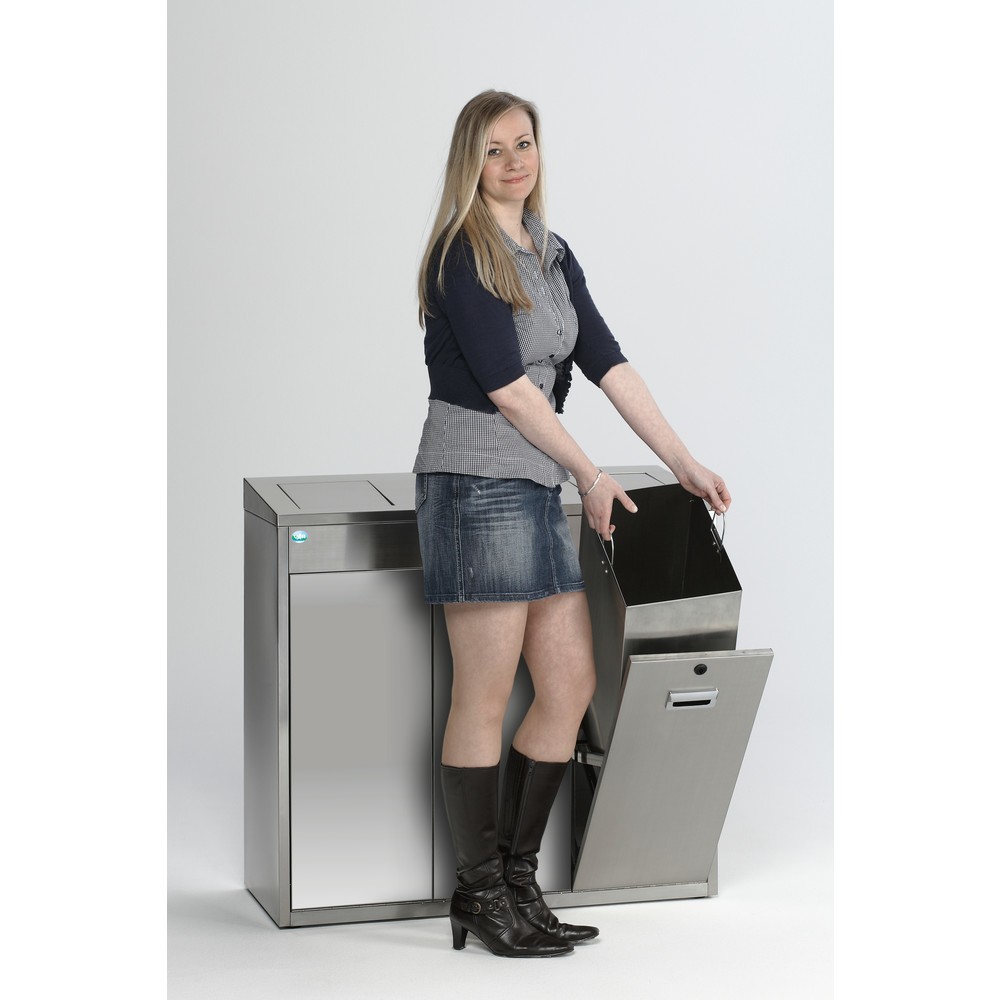 Produktabbildung Nr. 2: Poubelle de tri de matériaux VAR® en acier inoxydable, clapet d’insertion, 3x 48 litres