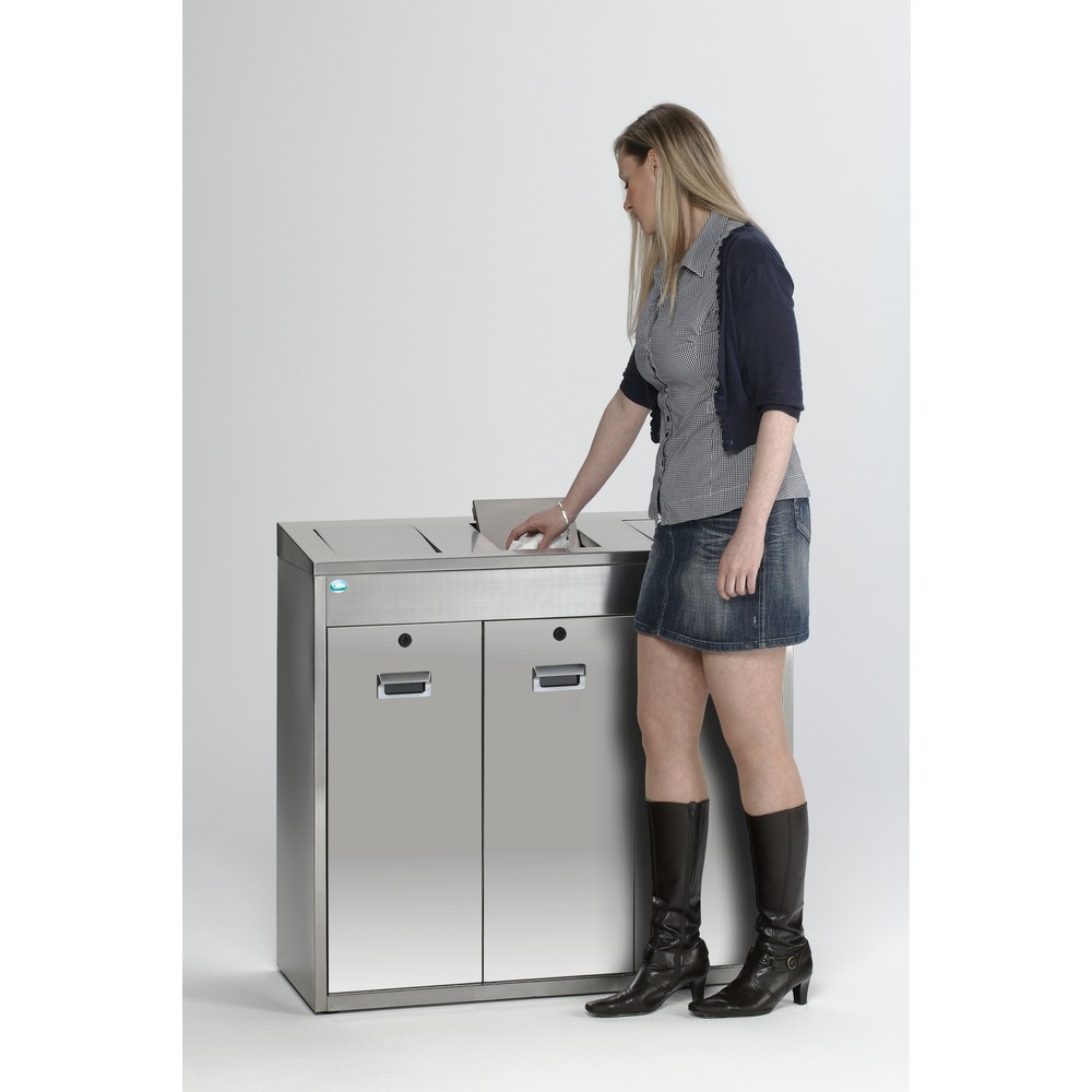 Produktabbildung Nr. 3: Poubelle de tri de matériaux VAR® en acier inoxydable, clapet d’insertion, 3x 48 litres
