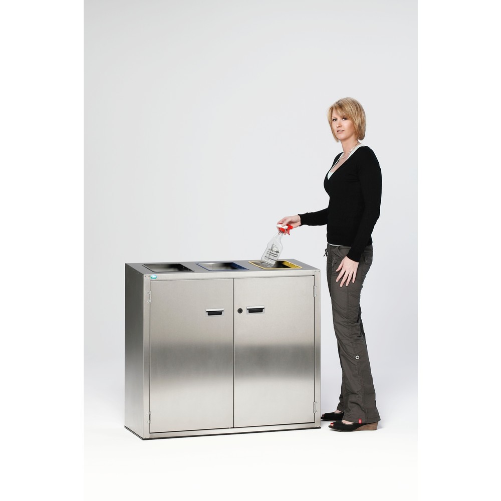 Produktabbildung Nr. 3: Poubelle de tri de matériaux VAR® en acier inoxydable, orifices d’insertion, 3x 90 litres
