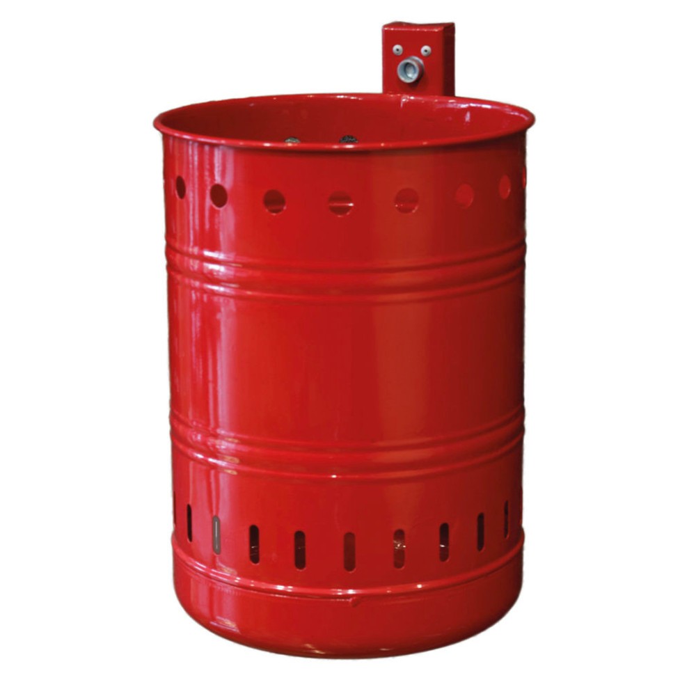 Illustration du produit: RENNER Poubelle en acier, 20 litres, ronde, montage mural, perforée, rouge carmin
