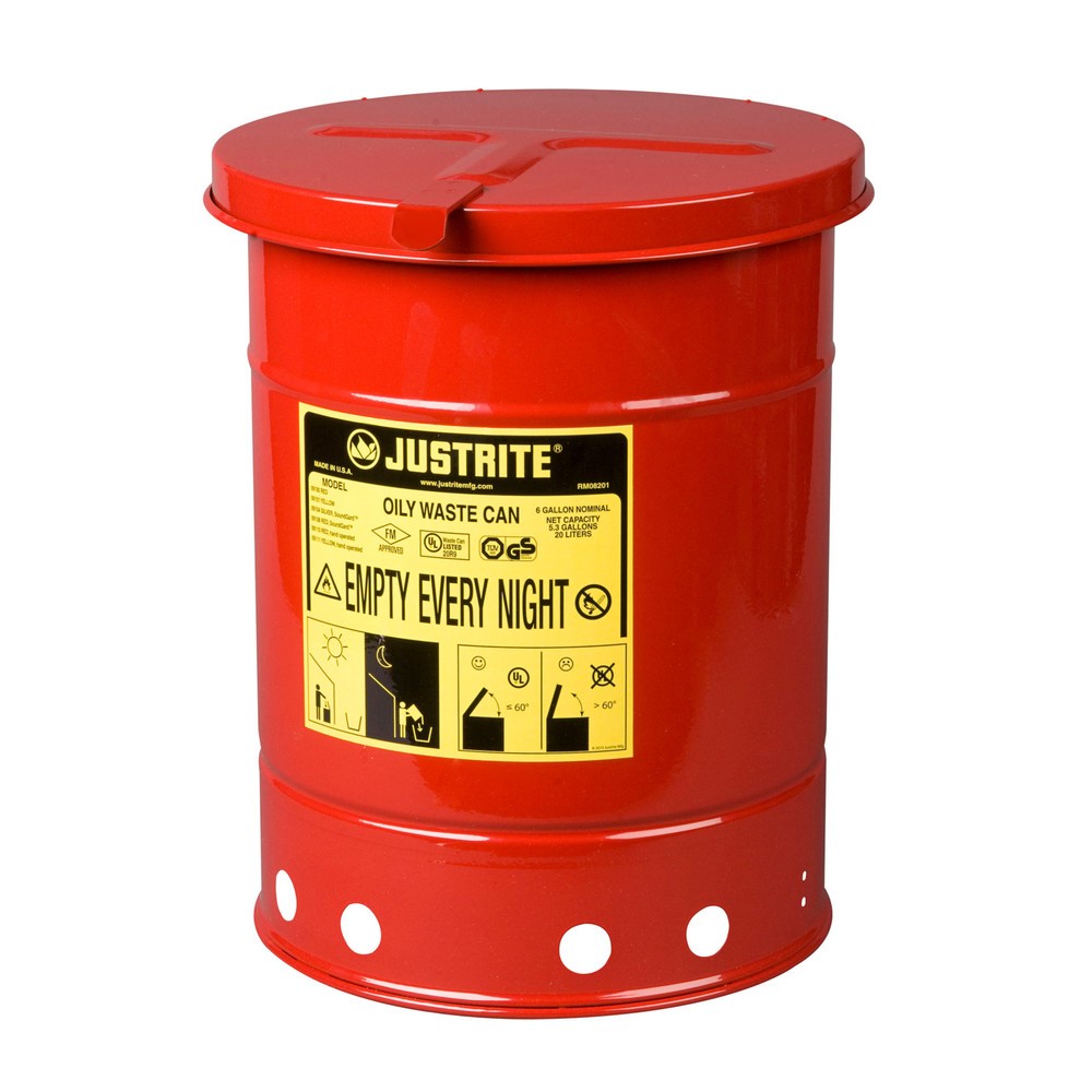Illustration du produit: Justrite® Poubelle d’établi, manuelle, rouge, 20 litres