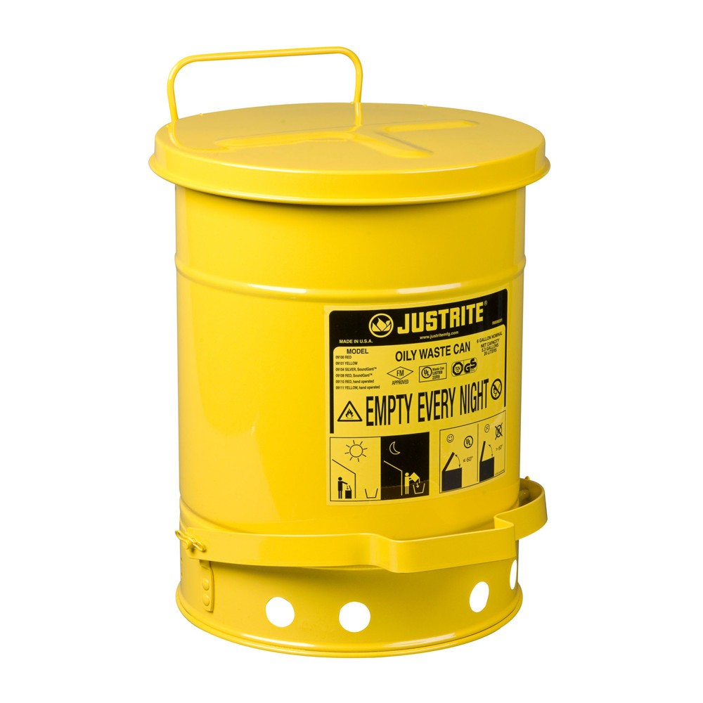 Produktabbildung Nr. 1: Poubelle d'établi Justrite, pédale, jaune, 20 litres