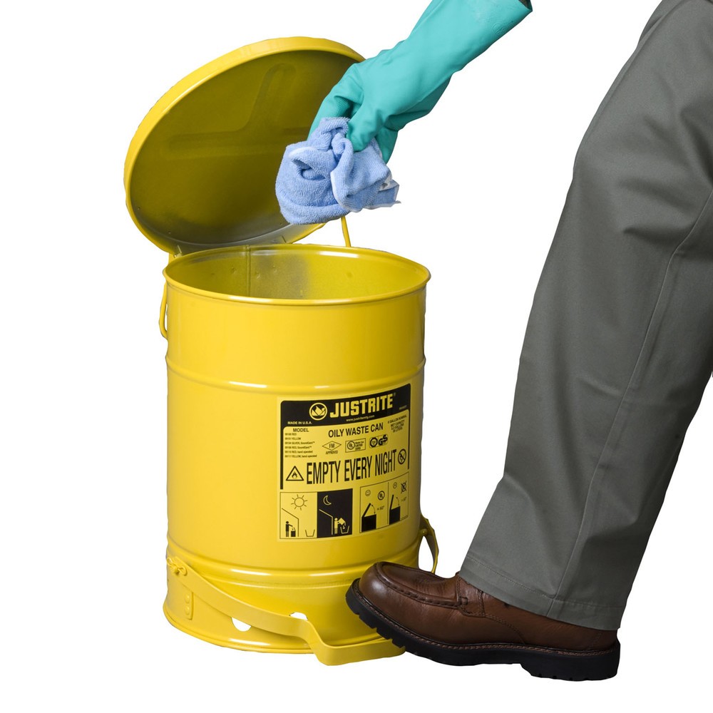 Produktabbildung Nr. 2: Poubelle d'établi Justrite, pédale, jaune, 20 litres