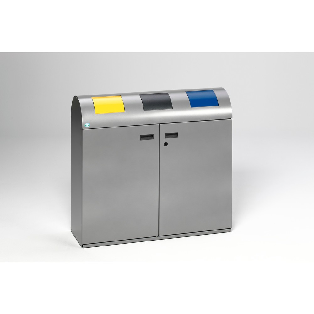 Illustration du produit: Collecteur de déchets VAR®, 3 x 80 litres, porte à doubles battants, argent
